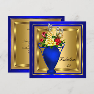 Invitation Fabulieuses Roses Royales Bleu Or Rouge Elite Anni