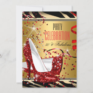 Invitation Fabulos Chaussures à Talons Rouges 50 Rayures Zèbr