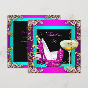 Invitation Fabulosus 30 Rose Chaud Paillettes Or Fête