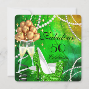 Invitation Fabulosus 50 Verts Talons Hauts Champagne Doré Fêt