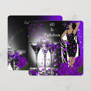 Invitation Fabulosux 60 60e Anniversaire Roses Violettes Mart