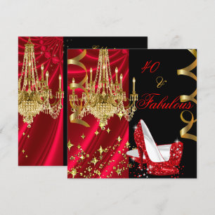 Invitation Fabulosux talons hauts rouges 40 ans lustre Annive