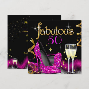Invitation Fabulous 50 Party Chaussures à talons hauts rose O