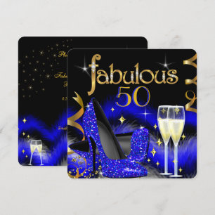 Invitation Fabulous 50 Party Royal Blue Talons Or Hauts Talon