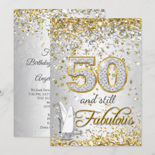 Invitation Fabulous 50 Talons hauts argent or fête
