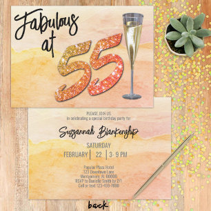 Invitation Fabulous 55 Fête Manhattan Fond Aquarelle