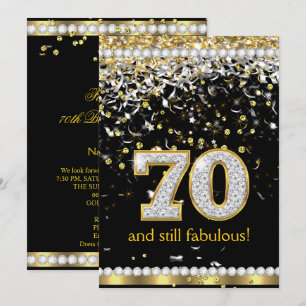 Invitation Fabulous 70 Rubans Dorés Argentés Fête 70 ans