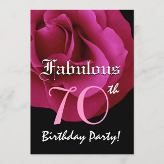Invitation Fabulous 70th Birthday Party Ruby Red Rose W1485