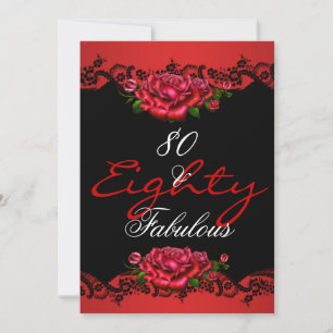 Invitation Fabulous 80 80e Anniversaire Fête Roses Rouges