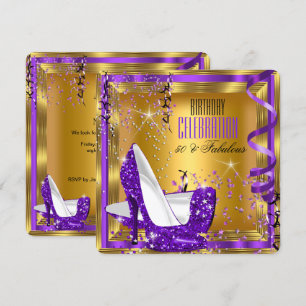 Invitation Fabulous Anniversaire Paillettes Talons Hauts Viol