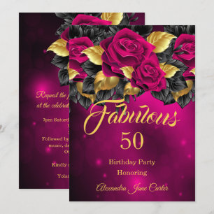 Invitation Fabulous Anniversaire Tout Âge Rose Gold Foncé