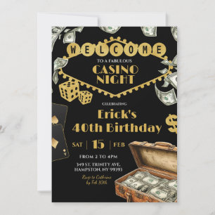 Invitation Fabulous Casino Night 40th 50th Adult Anniversaire