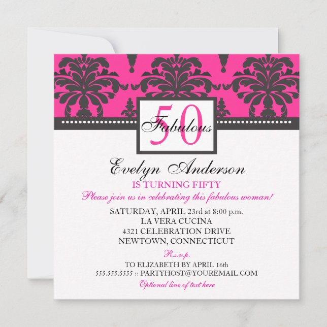Invitation Fabulous & Elegant Woman Birthday Party (Devant)