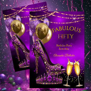 Invitation Fabulous Fête d'anniversaire Champagne talon haut 