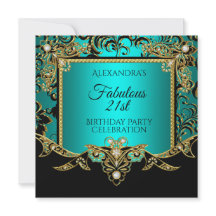 Fabulous Gold Turquoise BLUE Black 21e fête d'anni