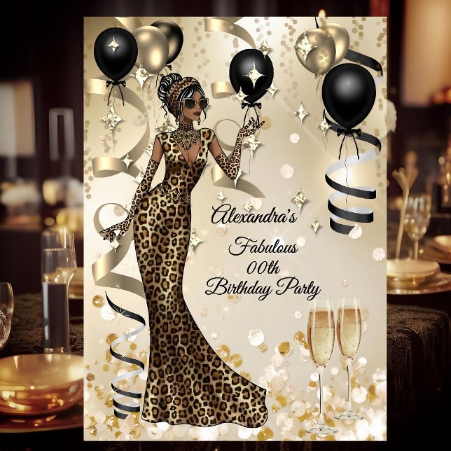Invitation Fabulous Leopard Birthday Celebration Champagne (Créateur téléchargé)