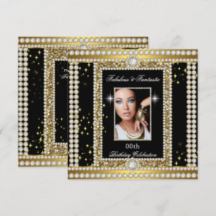 Invitation Fabulous Or Noir Glamour Photo Diamant Fête