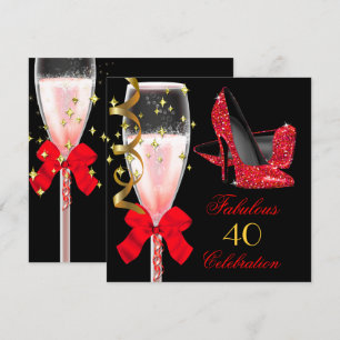 Invitation Fabulous Parties scintillant rouge talons Black Go