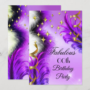Invitation Fabulous Purple Feathers or fête d'anniversaire