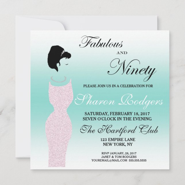 Invitation Fabulous Tiara Party à 90 90e anniversaire (Dos)