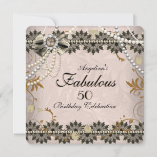 Invitation Fabulueux Vintage Café Noir Sépia Dentelle Floral