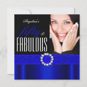 Invitation Fabulux 50 Anniversaire Photo Royal Bleu Noir Fête