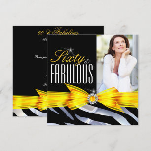 Invitation Fabulux 60 Photos Zèbre Jaune Noir Anniversaire