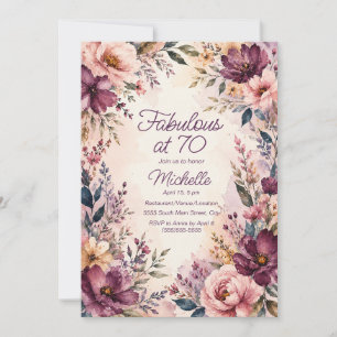 Invitation Fabulux 70e anniversaire floral rose Bourgogne