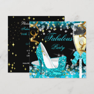 Invitation Fabulux Talons Hauts Pailletés Bleu Turquoise pour