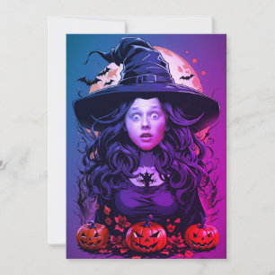 Invitation Face dans le trou Halloween sorcière