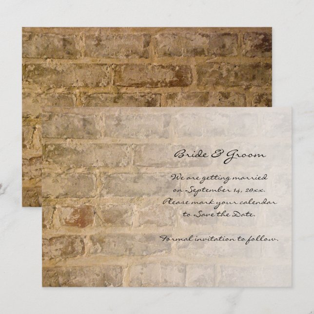 Invitation Fade mariage en briques chic industrielles Enregis (Devant / Derrière)