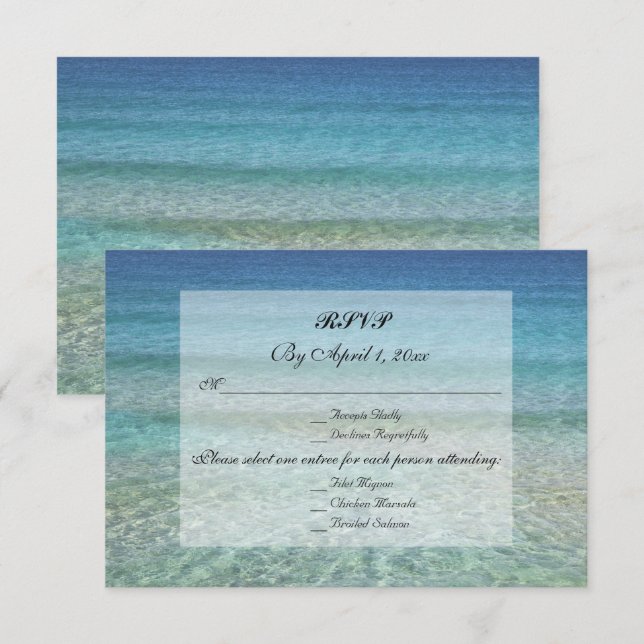 Invitation Fade moderne Tropical Beach Mariage de mer RSVP (Devant / Derrière)