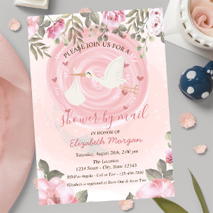 Invitation Faire à la Stork Aquarelle Fleurs Baby Shower