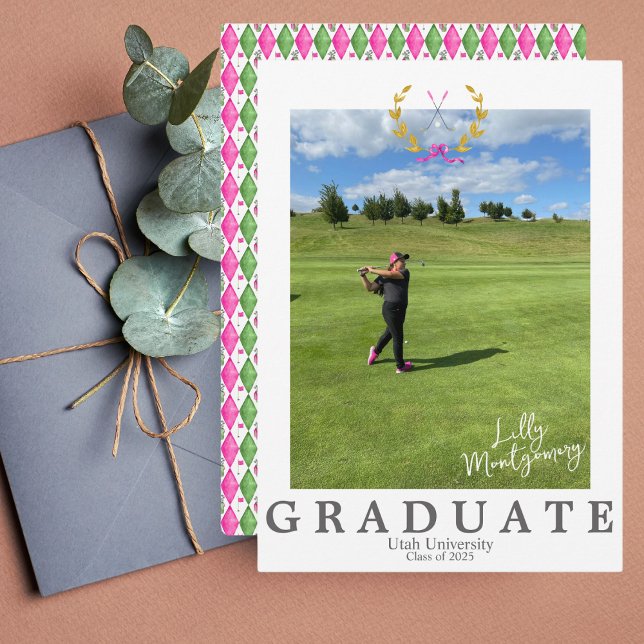 Invitation Faire annonce de diplôme de golf et golfeur (Créateur téléchargé)