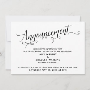 Invitation Faire Annonce de Mariage Reporté avec un Scénario 