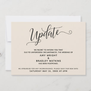 Invitation Faire Annonce de Mariage Reporté Crème