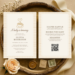 Invitation Faire Bébé en Route Code QR Fête de Naissance