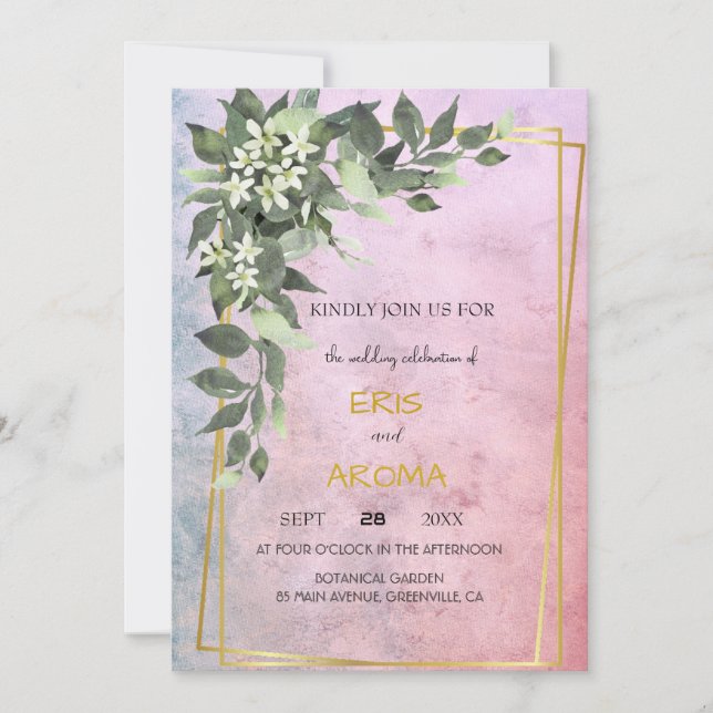 Invitation Faire cadre de pivoine blanche aux teintes florale (Devant)
