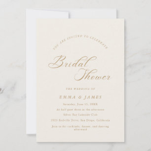 Invitation Faire Charme Ivoire & Or Baby Shower de Mariage 