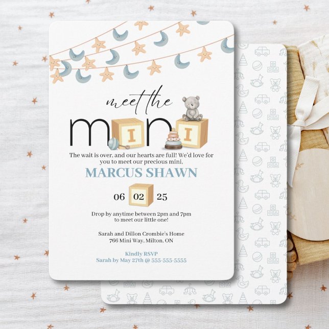 Invitation Faire connaissance avec le carton d'invitation Min (Adorable invitation to introduce your new mini to the world.)