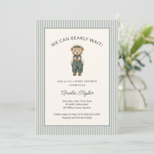 Invitation Faire Douceur Bébé Fille Ourson Attendre Garçon Sa