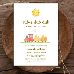 Invitation Faire doudou canard Choo Choo Train Baby Shower