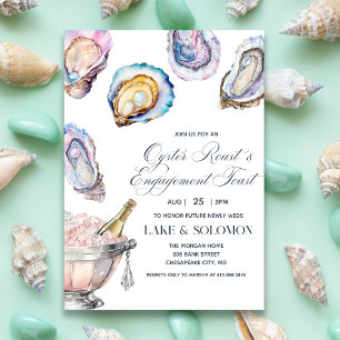 Invitation Faire griller des huîtres à l'aquarelle et fiançai