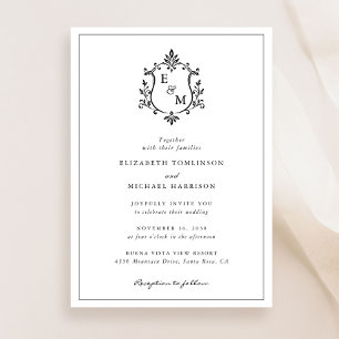 Invitation Faire Mariage au Blason Monogramme Élégant