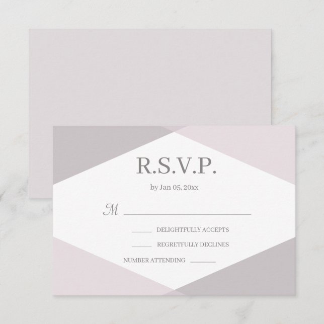 Invitation Faire Mariage Moderne Géométrique Rose Blanc RSVP (Devant / Derrière)
