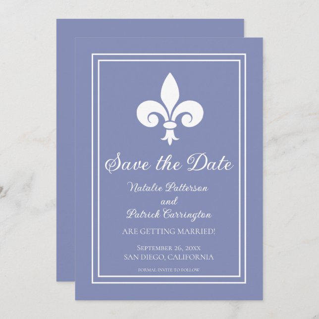 Invitation Faire part d'annonce de mariage Fleur de Lis Perve (Devant / Derrière)