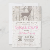 Faire part de Baby Shower Deer Girl Rustique en Fo