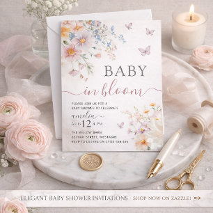 Invitation Faire part de Baby Shower Papillon Fille