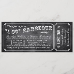 Invitation Faire part de billet vintage I DO BBQ Tableau noir