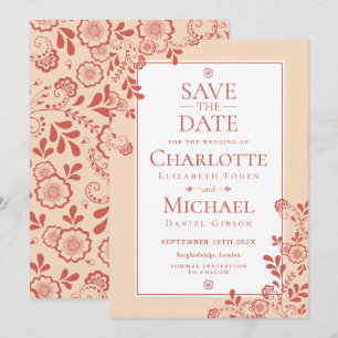 Invitation Faire part de conservation de date florale vintage